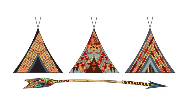 Indian Wigwams Ilustração — Vetor de Stock