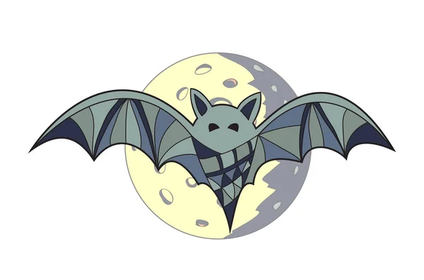 Bat In Full Moon Background — Stock Vector