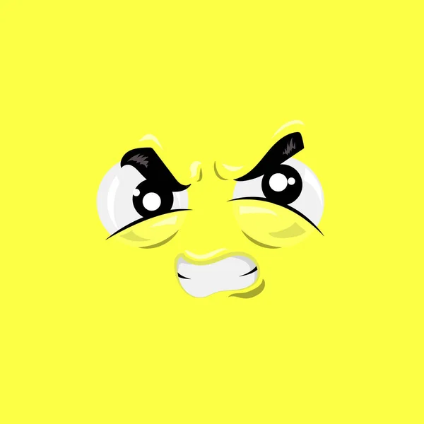 Vector Illustration Angry Face Yellow Background — 图库照片