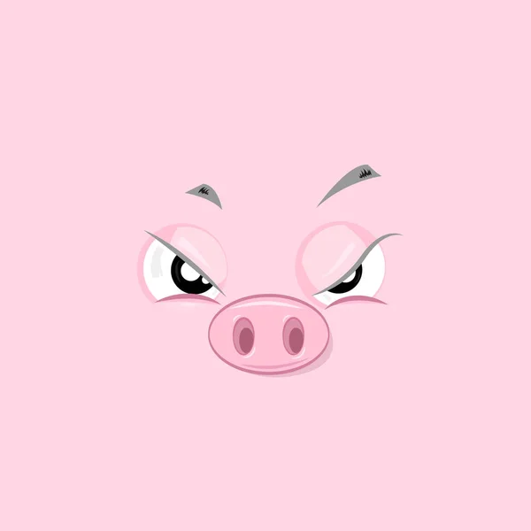 Vector Illustration Annoyed Pig Face Pink Background — Stock Photo, Image