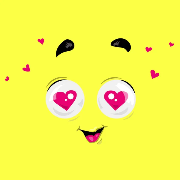Vektor Illustration Des Verliebten Komischen Gesichts Auf Dem Gelben Hintergrund — Stockfoto