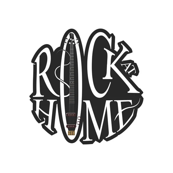 Rock em casa slogan em um círculo —  Vetores de Stock