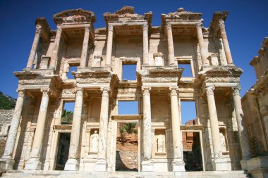 Efes 'teki Antik Celsius Kütüphanesi Cephesi, Türkiye 