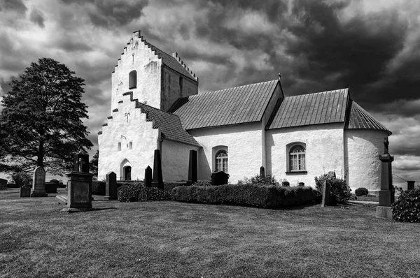 Ravlunda Chiesa bw — Foto Stock