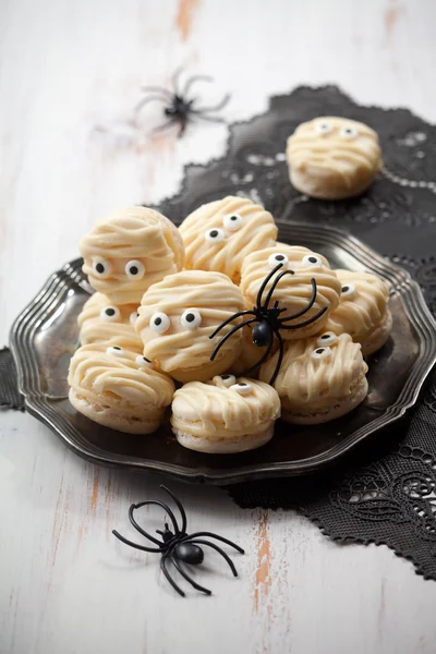 Mumien mandelbiskvier för Halloween — Stockfoto