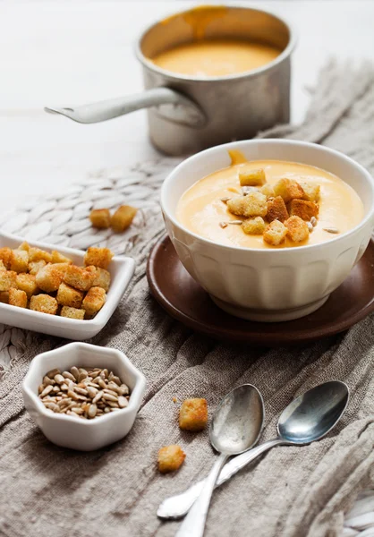Sweet potatoes and coconut soup — Stock Photo, Image