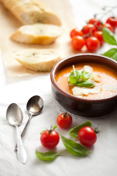 Homemade tomatoes soup — Stock Photo, Image