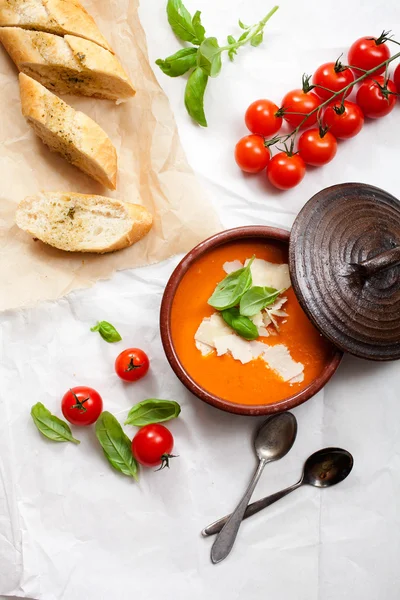 Ev yapımı domates çorbası — Stok fotoğraf