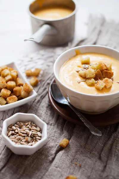 Sweet potatoes and coconut soup — Stock Photo, Image