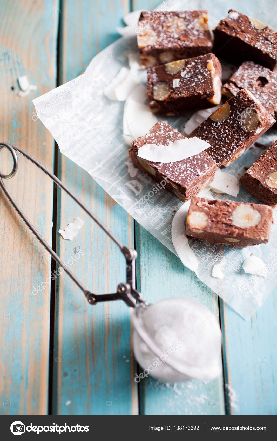 Chocolate fudge with nuts — Stock Photo © molka 138173692