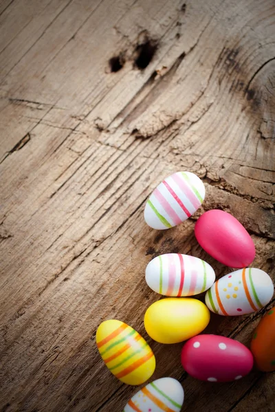 Easter eggs on wooden table — Stock Photo, Image