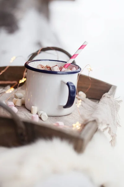 Chocolate quente com doces — Fotografia de Stock