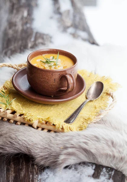 Wintersuppe mit süßer Karotte — Stockfoto