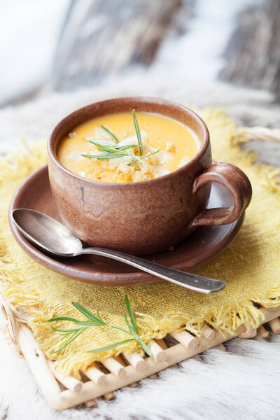 Winter soup with sweet carrot