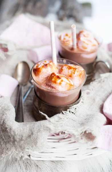 Ζεστή σοκολάτα με ψημένα marshmallows — Φωτογραφία Αρχείου