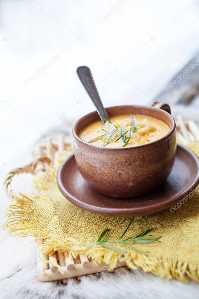 Winter soup with sweet potatoes
