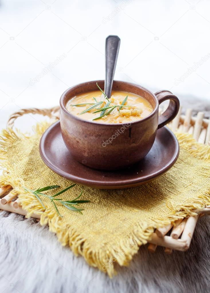 Winter soup with sweet potatoes