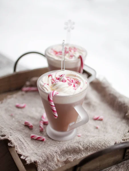 Varm choklad med grädde — Stockfoto