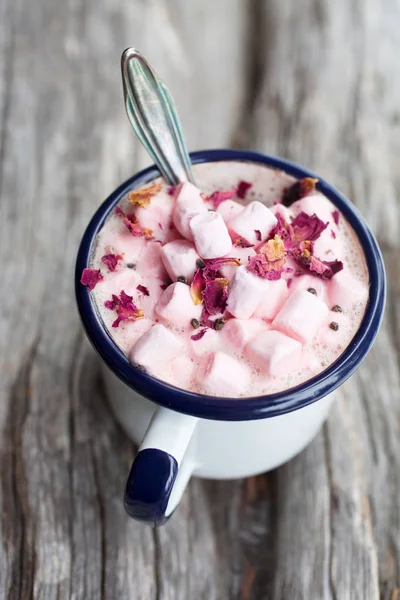 Hot Chocolate in metal mug — Stock Photo, Image