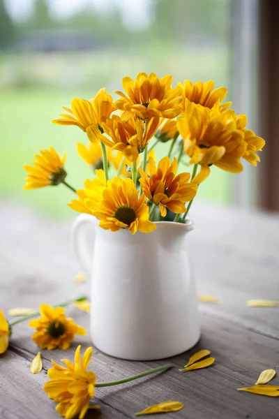 Bouquet of pretty yellow chrysanthemums — Stock Photo, Image