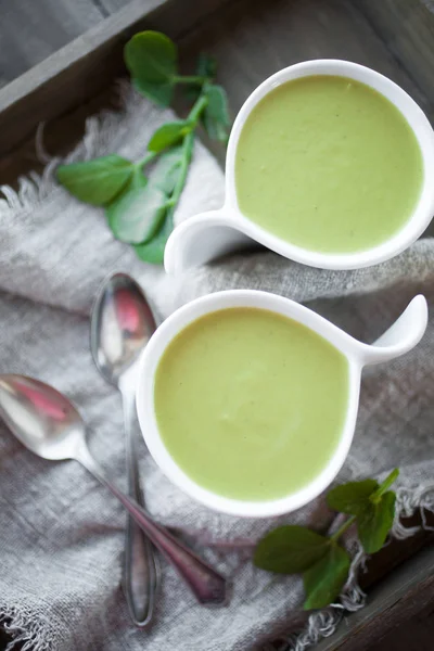 Green pea soup — Stock Photo, Image