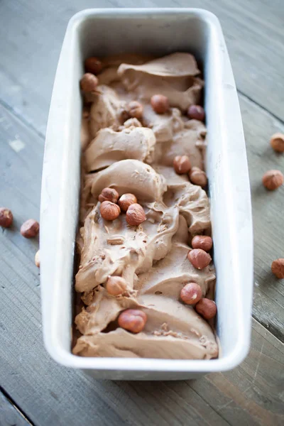 Chocolate hazelnut ice cream — Stock Photo, Image