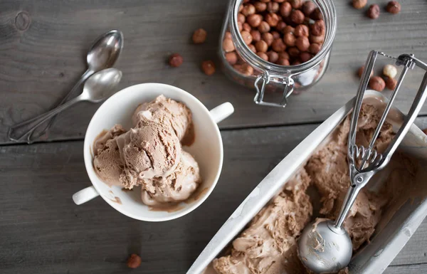 Chocolate hazelnut ice cream — Stock Photo, Image