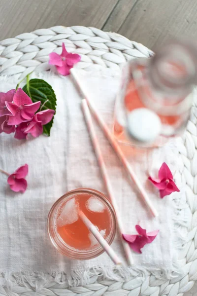 Homemade juice with rhubarb — Stock Photo, Image