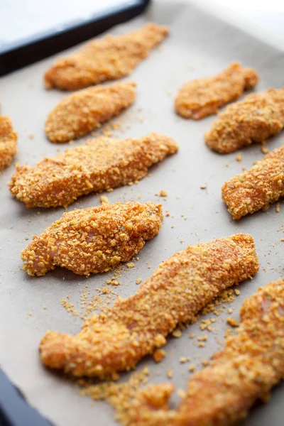 Homemade Chicken Fingers Close View — Stock Photo, Image