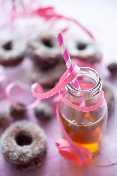 Sugar Donuts Traditional Finnish Drink Sima — Stock Photo, Image