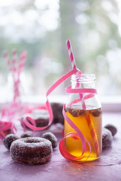 Donuts Azúcar Bebida Finlandesa Tradicional Sima Fotos De Stock