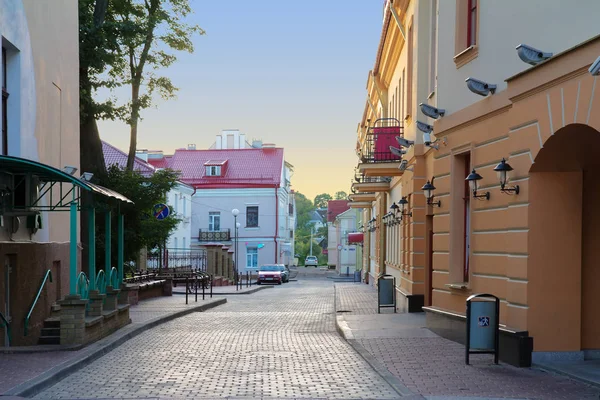 An old town and small street in Grodno, Belarus Stock Photo