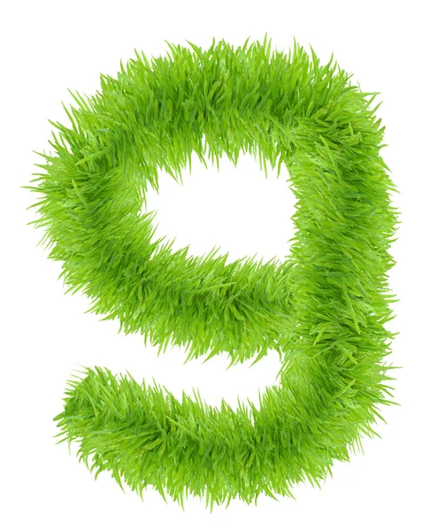 Number Nine made of green grass. — Stock Photo, Image