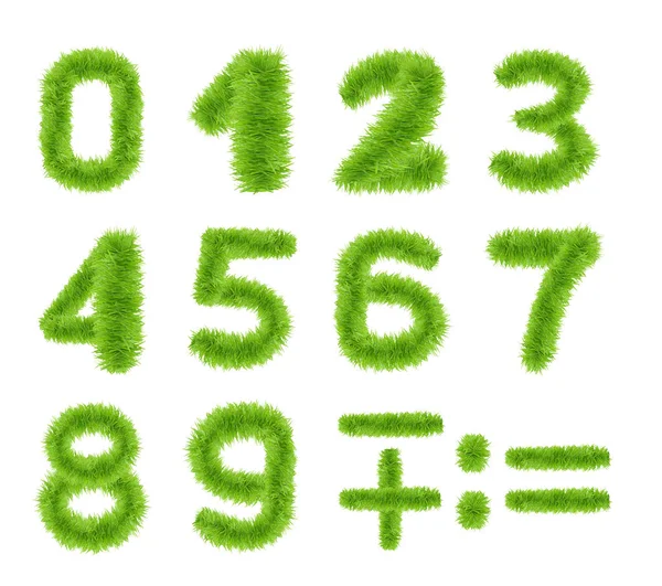 Spring Green Grass Numbers Set Stock Image