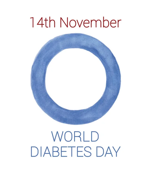 Mundial diabetes dia logotipo aquarela no fundo branco isolado — Fotografia de Stock