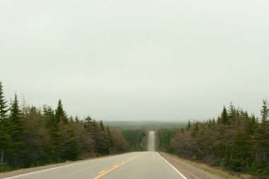 Bulutlu gün Cabot Trail karayolu