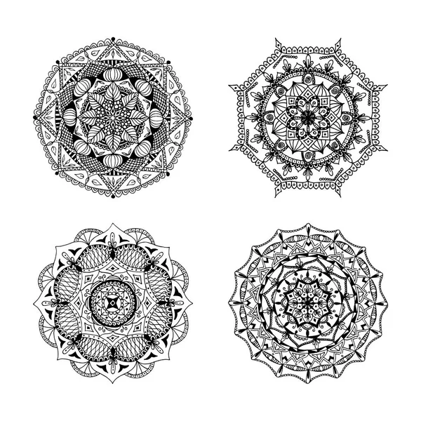 Set of hand drawn mandalas in vector — Stock Vector