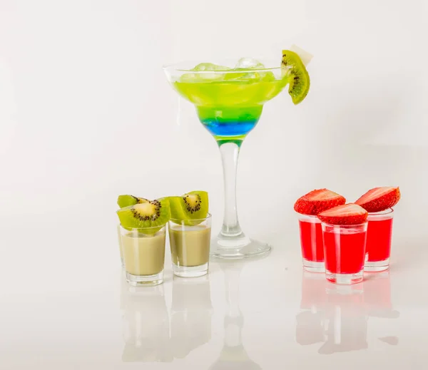 Colorful drink in a margarita glass, blue and green combination, — Stock Photo, Image