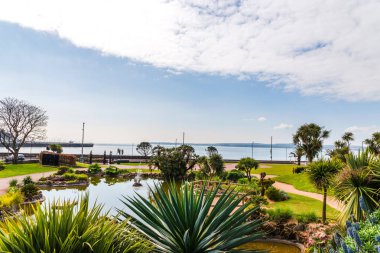 Egzotik ağaçlar ve çok renkli çiçek, bir seninki Şehir Parkı