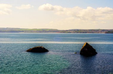 Okyanustan, kuşlar, güzel Rock'da ortaya çıkan iki kayalar 
