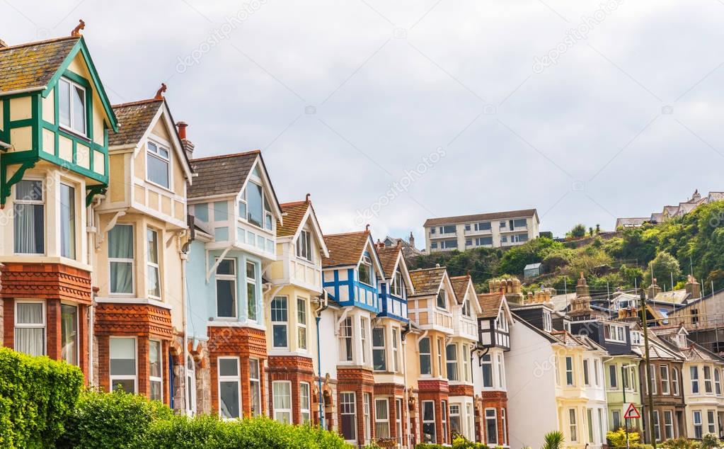 Typical English architecture, residential buildings in a row alo