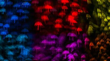 Gece ışıkları bokeh şemsiye şekli, ufuk bokeh ışıklar, blurr