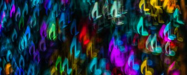 Gece ışıkları bokeh şeklinde notalar, ufuk bokeh ışık, bl