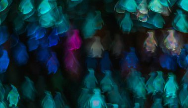 Gece ışıkları bokeh penguen şekli, ufuk bokeh ışıklar, blurre