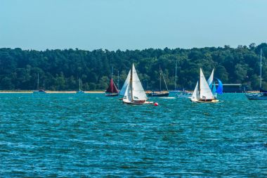 Okyanusta yelken Bay güzel Yatlar gökyüzü, bl temizleyin