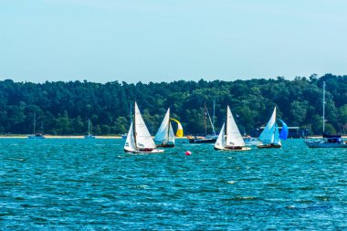Okyanusta yelken Bay güzel Yatlar gökyüzü, bl temizleyin