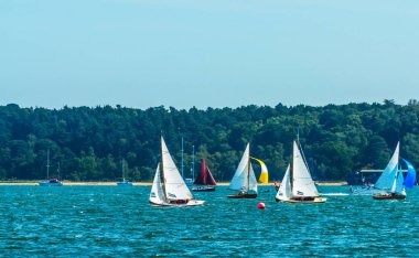 Okyanusta yelken Bay güzel Yatlar gökyüzü, bl temizleyin