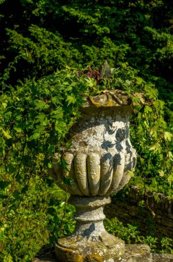 Antiqu beton bir kaide üzerinde Bahçe saksı stilize