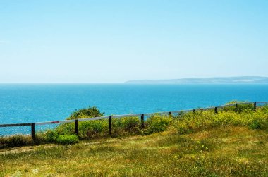 Okyanus Manzaralı tepeler yeşil bitki örtüsü geçmişi olan ve güzel 