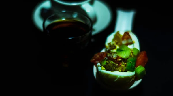 Set con antipasti diversi in piccole porzioni, sano e del — Foto Stock